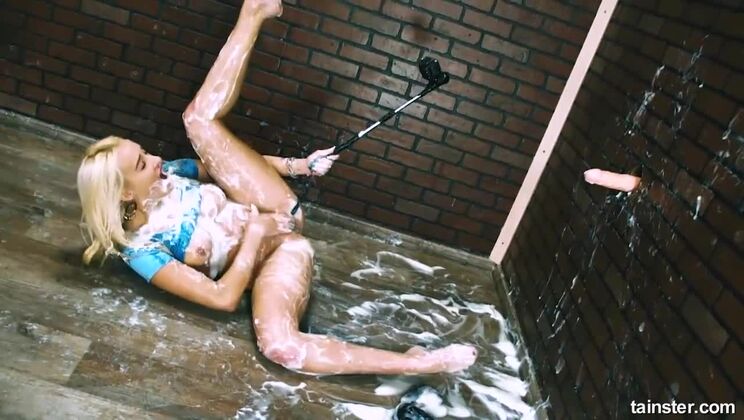 Pierced and Tattooed Blonde Gets Cum Covered