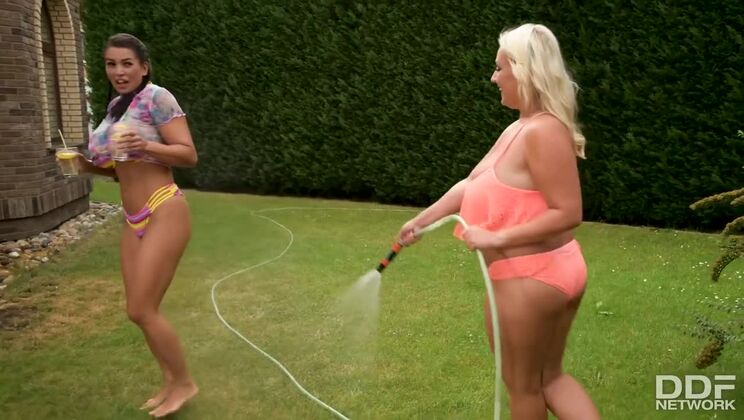 Chloe And Krystal - Outdoor Lesbian Fun With Hoses