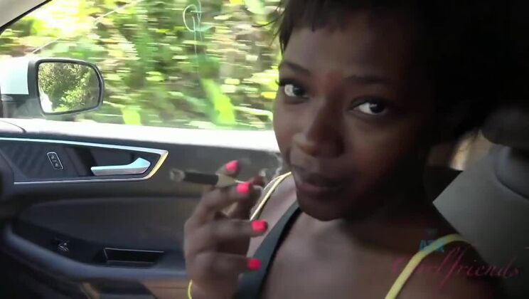 Ebony girlfriend Noemie takes it all outside