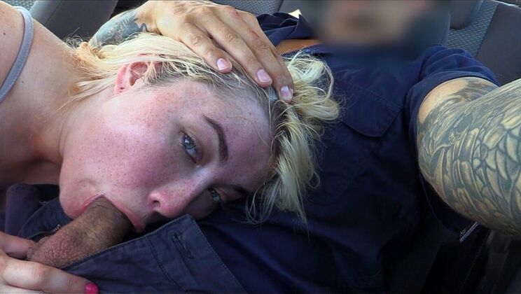 British Blonde Sucks Cop Off in POV