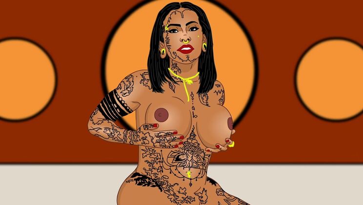 Tattooed Ebony Shemale Porn