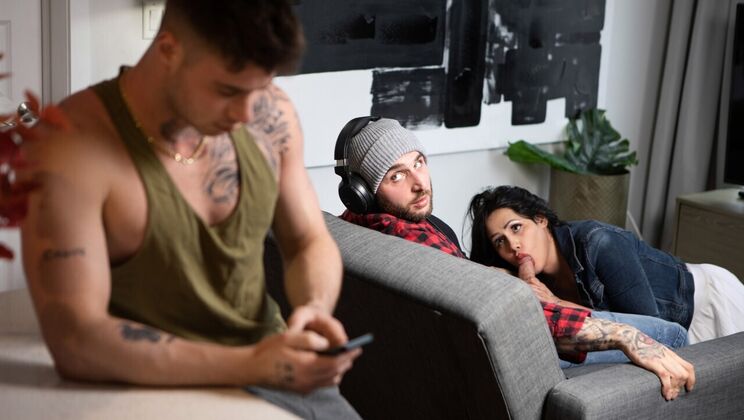 Brunette Isabella Gomez Cheats with Two Dicks