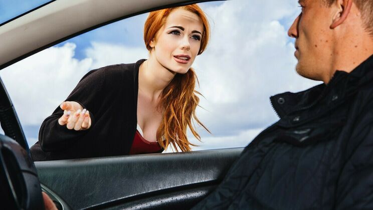 Sexy Redhead Ella Hughes Gives Blowjob