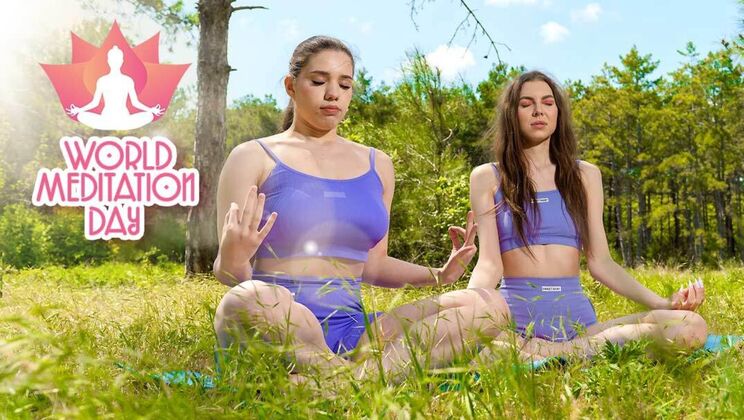 Alice Xo & Molly Kit Skinny Brunettes Pussy Licking on World Meditation Day