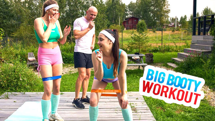 Big Booty Training with Beautiful Brunette Trio